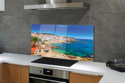 Painel de vidro Espanha Praia Cidade Costa