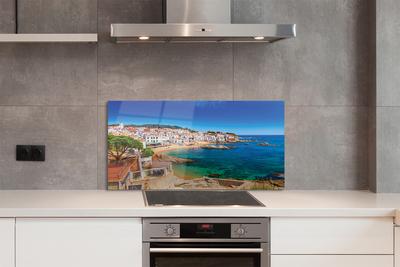 Painel de vidro Espanha Praia Cidade Costa