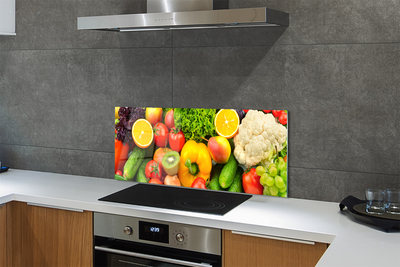 Painel de vidro Couve-flor, kiwi, pepino
