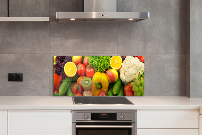Painel de vidro Couve-flor, kiwi, pepino