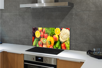 Painel de vidro Couve-flor, kiwi, pepino