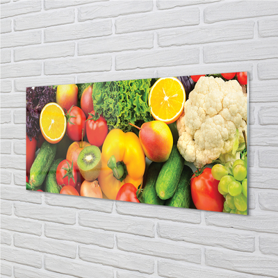 Painel de vidro Couve-flor, kiwi, pepino