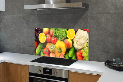 Painel de vidro Couve-flor, kiwi, pepino