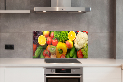Painel de vidro Couve-flor, kiwi, pepino