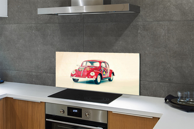 Painel de vidro Carro vermelho com flores