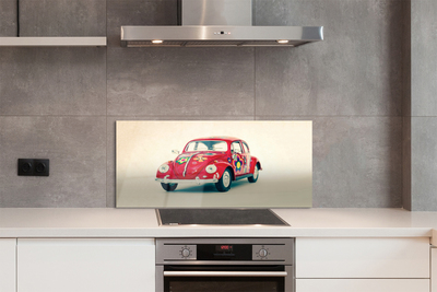 Painel de vidro Carro vermelho com flores