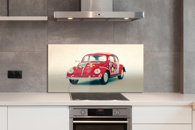 Painel de vidro Carro vermelho com flores