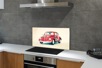 Painel de vidro Carro vermelho com flores