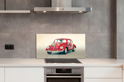 Painel de vidro Carro vermelho com flores