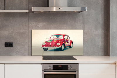 Painel de vidro Carro vermelho com flores