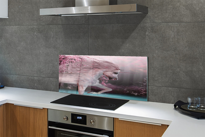 Painel de vidro Lago da Árvore Unicórnio