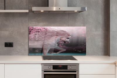 Painel de vidro Lago da Árvore Unicórnio