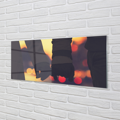 Painel de vidro Pessoas mãos de luz
