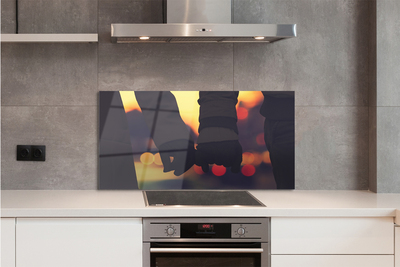 Painel de vidro Pessoas mãos de luz