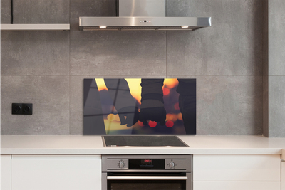 Painel de vidro Pessoas mãos de luz