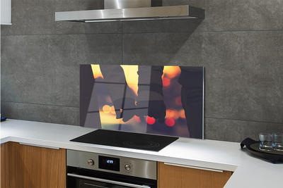 Painel de vidro Pessoas mãos de luz