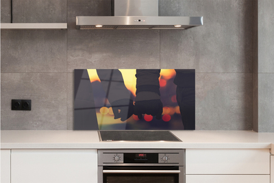 Painel de vidro Pessoas mãos de luz