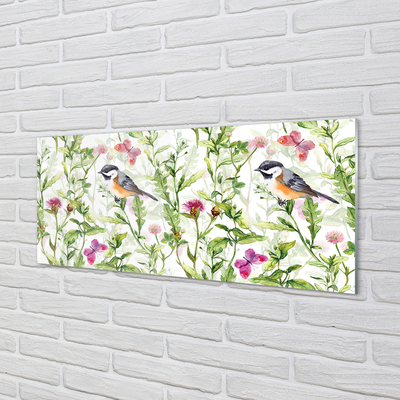 Painel de vidro Pássaro pintado na grama