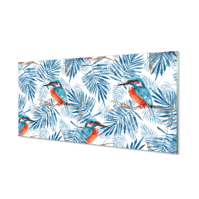 Painel de vidro Pássaro pintado em um galho