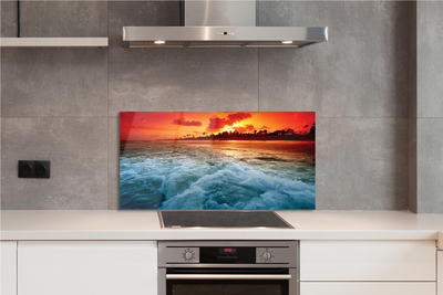 Painel de vidro Pôr do sol no mar de árvores