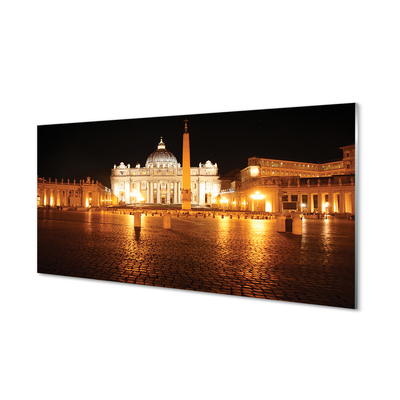 Painel de vidro Praça da Basílica de Roma à noite