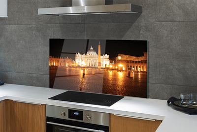 Painel de vidro Praça da Basílica de Roma à noite