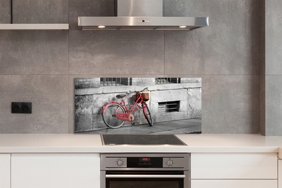 Painel de vidro Bicicleta vermelha com uma cesta