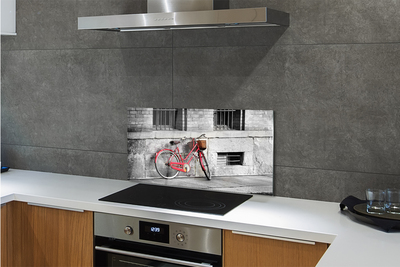 Painel de vidro Bicicleta vermelha com uma cesta