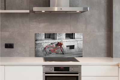 Painel de vidro Bicicleta vermelha com uma cesta