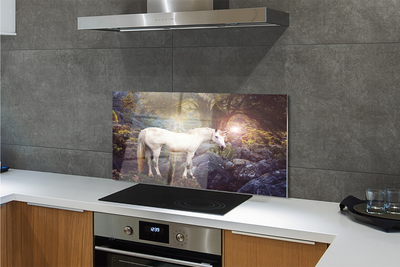 Painel de vidro Unicórnio na floresta