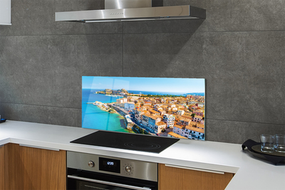 Painel de vidro Costa da cidade do mar da Grécia