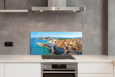 Painel de vidro Costa da cidade do mar da Grécia