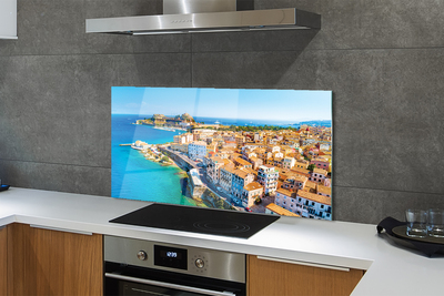 Painel de vidro Costa da cidade do mar da Grécia