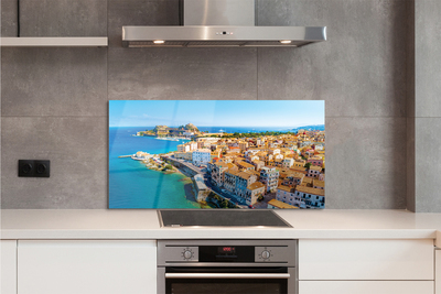 Painel de vidro Costa da cidade do mar da Grécia