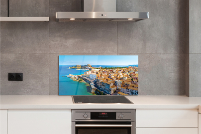 Painel de vidro Costa da cidade do mar da Grécia