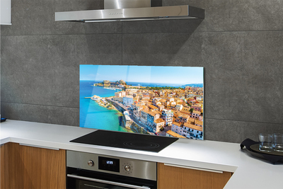 Painel de vidro Costa da cidade do mar da Grécia