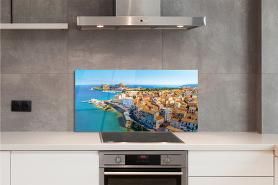 Painel de vidro Costa da cidade do mar da Grécia