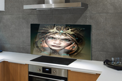 Painel de vidro Mulher de olhos azuis