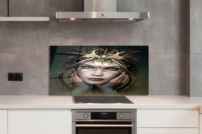 Painel de vidro Mulher de olhos azuis