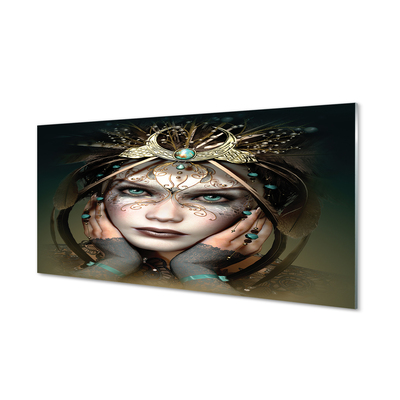 Painel de vidro Mulher de olhos azuis