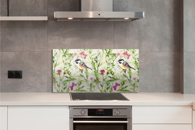 Painel de vidro Um pássaro na grama