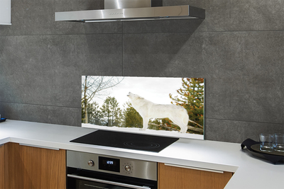 Painel de vidro Floresta de inverno do lobo