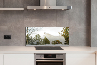 Painel de vidro Floresta de inverno do lobo