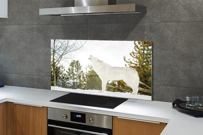 Painel de vidro Floresta de inverno do lobo