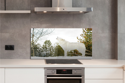 Painel de vidro Floresta de inverno do lobo