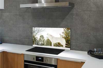 Painel de vidro Floresta de inverno do lobo