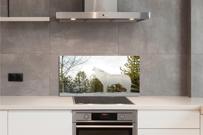 Painel de vidro Floresta de inverno do lobo