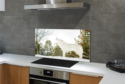 Painel de vidro Floresta de inverno do lobo