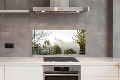 Painel de vidro Floresta de inverno do lobo