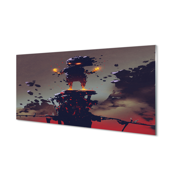 Painel de vidro Figura fumaça fogo